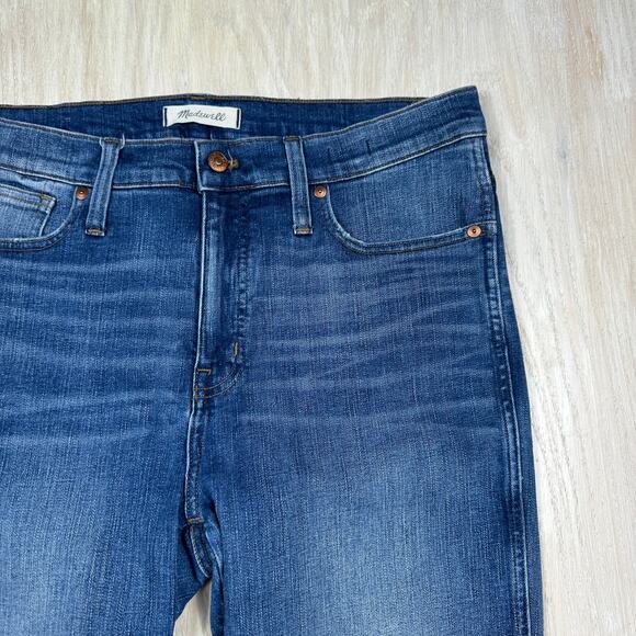 Madewell 9” High Rise Skinny Distressed Blue Denim Raw Hem Casual Jeans 32 - Picture 4 of 15
